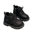 thumbnail image 1 of Toddler Boys Girls Boots Kids Work Boots Winter Snow Boot Side Zipper Hiking Outdoor Shoes (Toddler/little Kid) Platform Boots(Color:Black,Size:10.5), 1 of 10