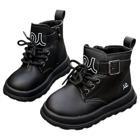 Toddler Boys Girls Boots Kids Work Boots Winter Snow Boot Side Zipper Hiking Outdoor Shoes (Toddler/little Kid) Platform Boots(Color:Black,Size:11)