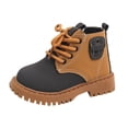 thumbnail image 1 of Toddler Boys Girls Boots Kids Work Boots Winter Snow Boot Side Zipper Hiking Outdoor Shoes (Toddler/little Kid) Platform Boots(Color:Black,Size:9), 1 of 6