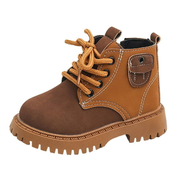 Toddler Boys Girls Boots Kids Work Boots Winter Snow Boot Side Zipper Hiking Outdoor Shoes (Toddler/little Kid) Platform Boots(Color:Brown,Size:11.5)