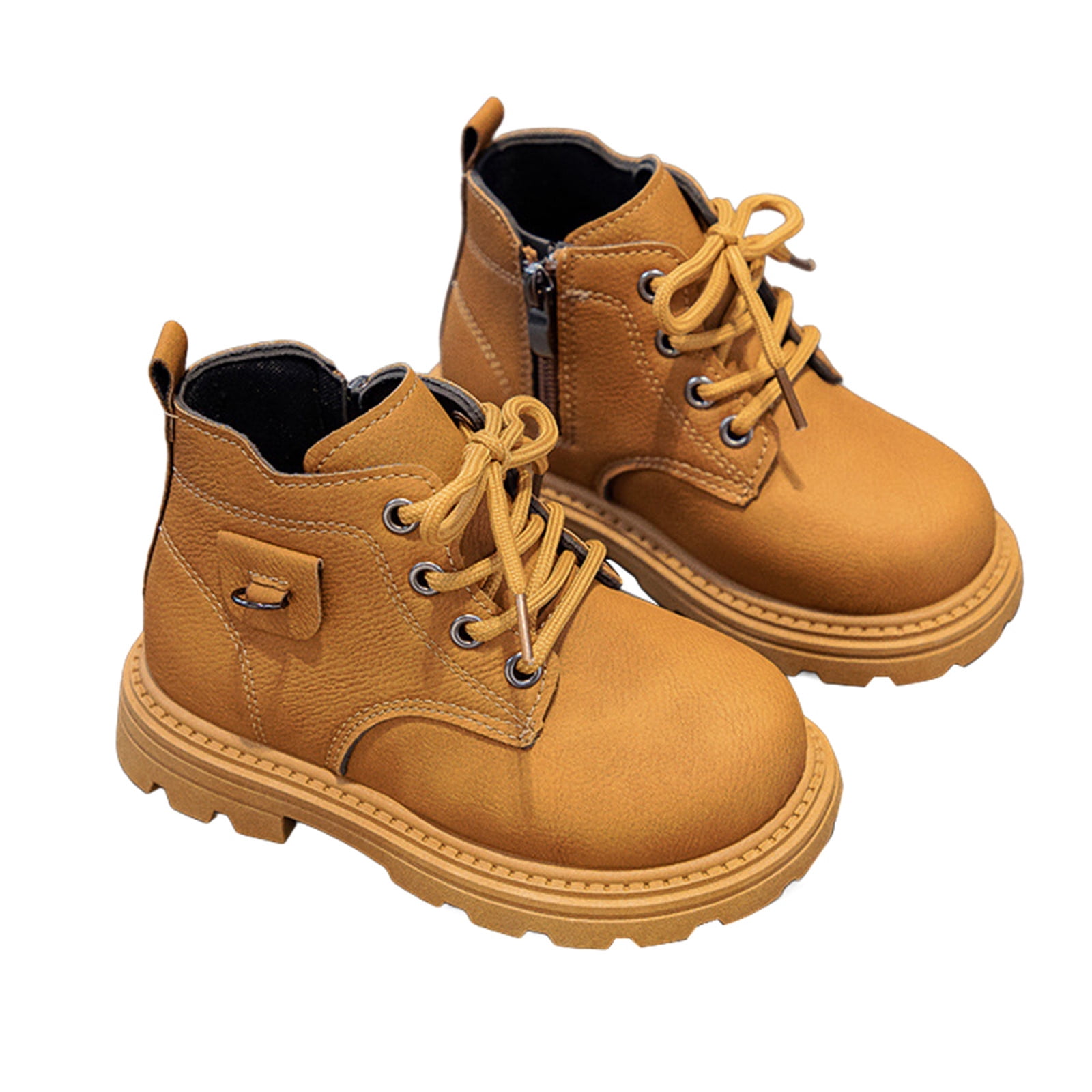 Toddler Boys Girls Boots Kids Work Boots Winter Snow Boot Side Zipper Hiking Outdoor Shoes (Toddler/little Kid) Platform Boots(Color:Brown,Size:9.5)