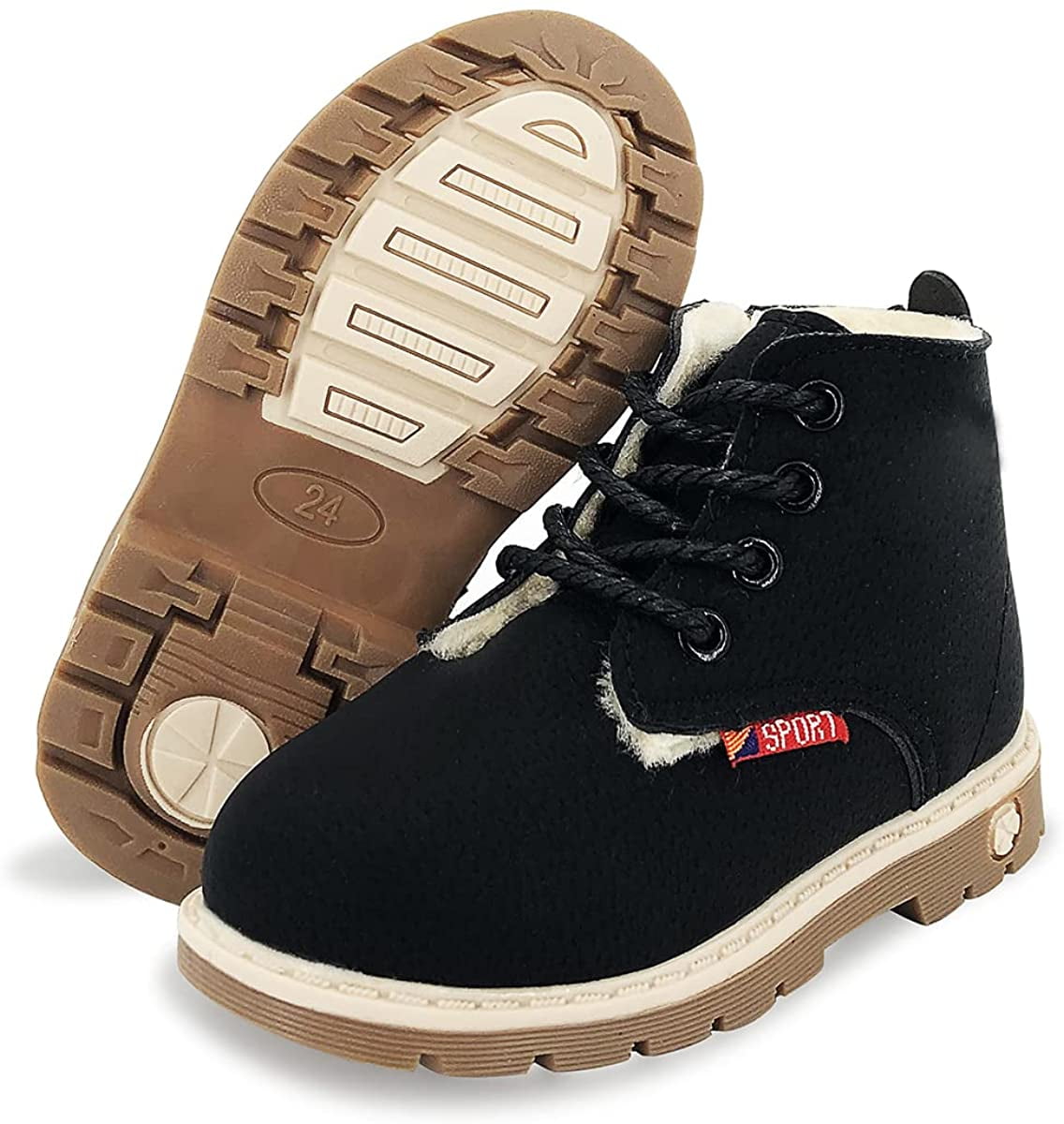 Toddler Boys Girls Boots Waterproof Leather Lace Up Ankle Anti-Slip ...