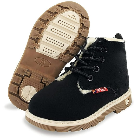 Toddler Boys Girls Boots Waterproof Leather Lace Up Ankle Anti-Slip Rubber Sole Baby Hiking Boots(Toddler/Little Kid)