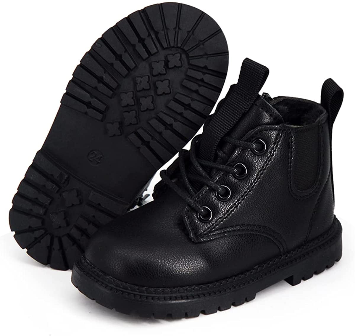 Toddler Boys Girls Boots Waterproof Leather Lace Up Ankle Anti-Slip ...