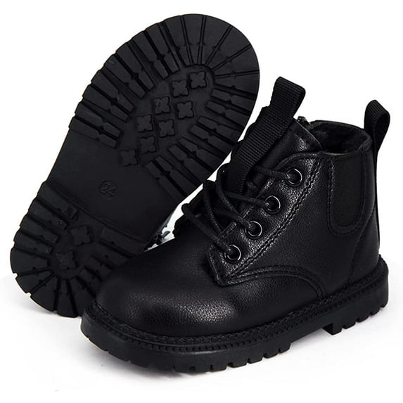 Toddler Boys Girls Boots Waterproof Leather Lace Up Ankle Anti-Slip Rubber Sole Baby Hiking Boots(Toddler/Little Kid)