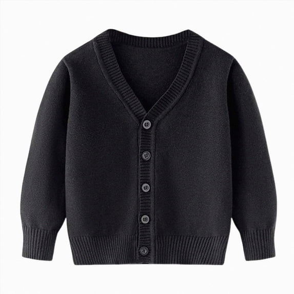 Toddler Boys Girls Button-up Cardigan V-Neck Cotton Knit Sweater Casual Outerwear 6-12 Months 12-24 Months 2T 3T 4T 5T 6T 7T 8T 9T Children(Black,3-4 Years)