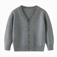 thumbnail image 1 of Toddler Boys Girls Button-up Cardigan V-Neck Cotton Knit Sweater Casual Outerwear 6-12 Months 12-24 Months 2T 3T 4T 5T 6T 7T 8T 9T Children(Grey,5-6 Years), 1 of 5