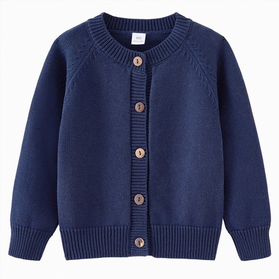 Toddler Boys Girls Cardigan Sweater Casual V Neck Button Down Uniform Sweaters(Navy,7-8 Years)