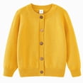 thumbnail image 1 of Toddler Boys Girls Cardigan Sweater Casual V Neck Button Down Uniform Sweaters(Yellow,5-6 Years), 1 of 4
