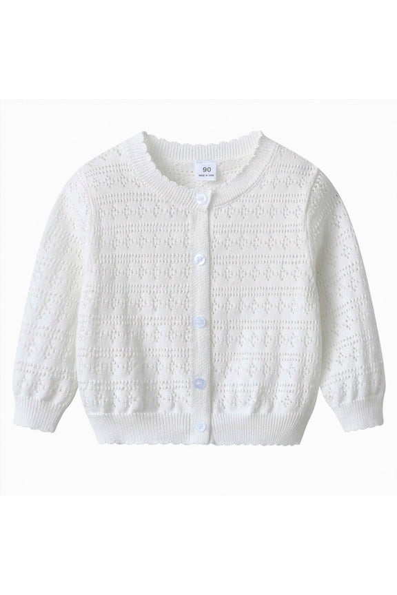 Toddler Boys Girls Cardigan Sweater School Uniforms Toddler Long Sleeve Button Knit Solid Sweaters Tops 6-12 Months 12-24 Months 2T 3T 4T 5T 6T 7T 8T 9T Children(White,18-24 Months)