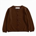 thumbnail image 1 of Toddler Boys Girls Cardigans Sweater V-Neck Long Sleeve Button Solid Cotton Knit Sweaters 6-12 Months 12-24 Months 2T 3T 4T 5T 6T 7T 8T 9T Children(Brown,2-3 Years), 1 of 5