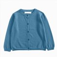 thumbnail image 1 of Toddler Boys Girls Cardigans Sweater V-Neck Long Sleeve Button Solid Cotton Knit Sweaters 6-12 Months 12-24 Months 2T 3T 4T 5T 6T 7T 8T 9T Children(Dark Blue,4-5 Years), 1 of 5