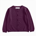 thumbnail image 1 of Toddler Boys Girls Cardigans Sweater V-Neck Long Sleeve Button Solid Cotton Knit Sweaters 6-12 Months 12-24 Months 2T 3T 4T 5T 6T 7T 8T 9T Children(Dark Purple,18-24 Months), 1 of 5