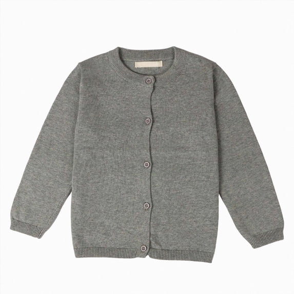 Toddler Boys Girls Cardigans Sweater V-Neck Long Sleeve Button Solid Cotton Knit Sweaters 6-12 Months 12-24 Months 2T 3T 4T 5T 6T 7T 8T 9T Children(Grey,18-24 Months)