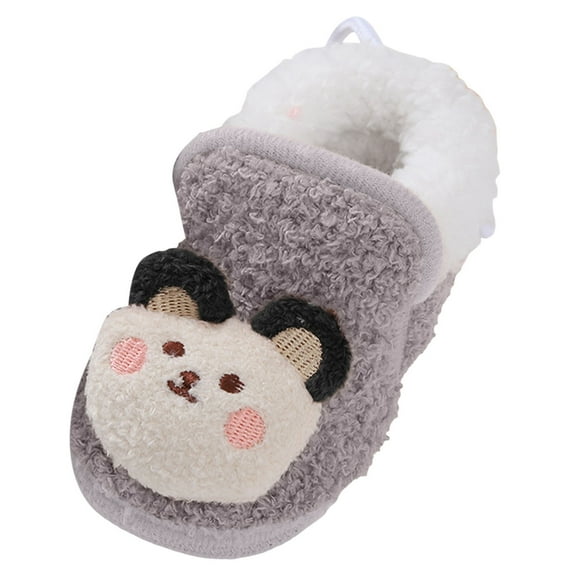 Toddler Boys Girls Cartoon Rabbit Walking Shoes Winter Warm House Slippers Fleece Lined Slip On Sneakers