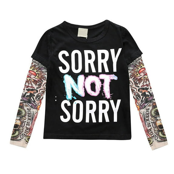 Toddler Boys Girls Character Summer Clothes Kids Sunscreen Tattoo Sleeve T Shirts Little Child Fashion Holiday Tees Baby Party Tops, Sizes 12 Months-6T