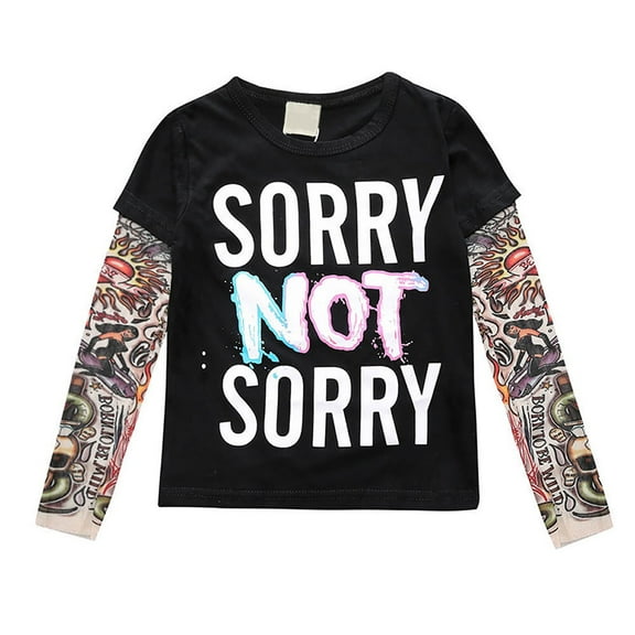 Toddler Boys Girls Sunscreen Tattoo Sleeve T Shirts, Fashion Holiday Tees, Baby Party Tops, Sizes 12 Months-6T