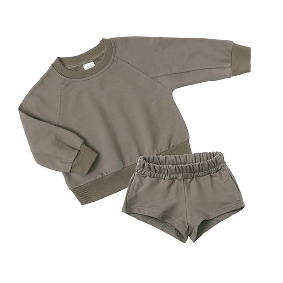 Toddler Boys Girls Clothes Set Kids Long Sleeve Crewneck Loose Sweatshirt Athletic Shorts Set Tracksuits Outfits Size 4-5 Years
