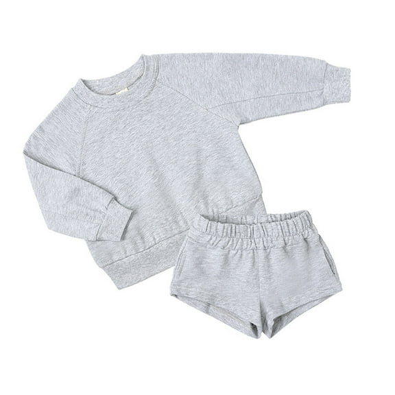 Toddler Boys Girls Clothes Set Kids Long Sleeve Crewneck Loose Sweatshirt Athletic Shorts Set Tracksuits Outfits