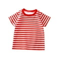 thumbnail image 1 of Toddler Boys Girls Cotton T Shirts Kids Colorful Striped Shirt Crewneck Short Sleeve Tees Plain Athletic Boxy Comfort Tshirt, 1 of 3