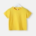 thumbnail image 1 of Toddler Boys Girls Cotton Tee, Child Short Sleeve Crewneck T Shirt Short Sleeve Crew Neck Tee for Teen New Yellow 3-4Y, 1 of 2