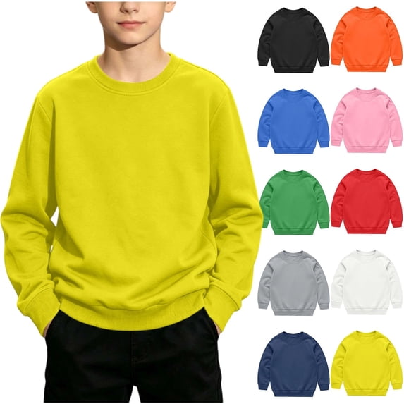 Toddler Boys Girls Crewneck Sweatshirt, Basic Plain Casual Crewneck Sweatshirts for Fall Winter Daily School Play