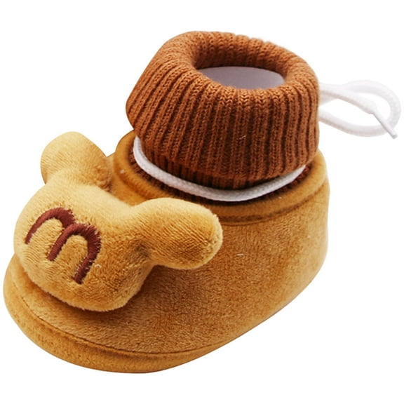 Toddler Boys Girls Cute Cartoon Slip On Sneakers Kids Fleece Lined Non Slip Walking Shoes Warm House Slippers