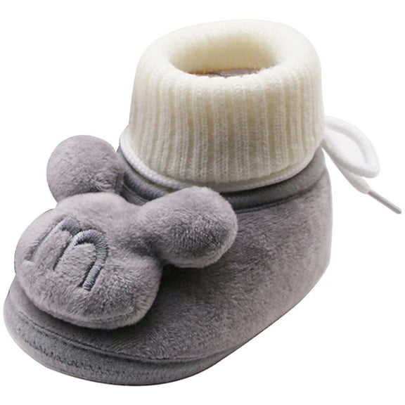 Toddler Boys Girls Cute Cartoon Slip On Sneakers Kids Fleece Lined Non Slip Walking Shoes Warm House Slippers