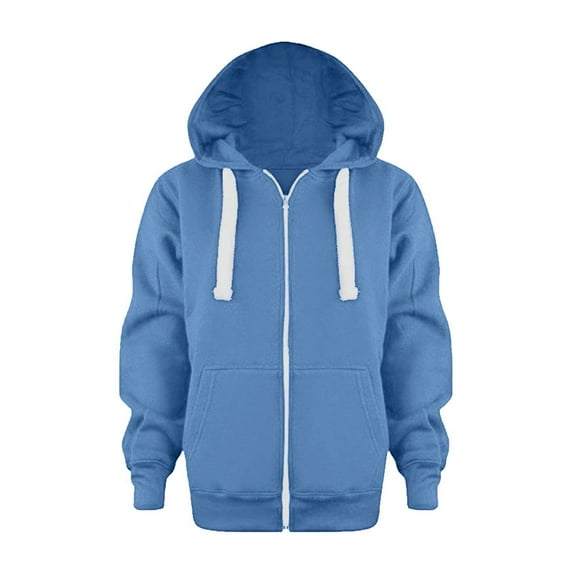 Toddler Boys Girls Cute Coat Sweatshirt Color Solid Zip Long Hoodie Top Sleeve Up Kids Jackets for Boys Girls Blue Sizes 4-5 Years