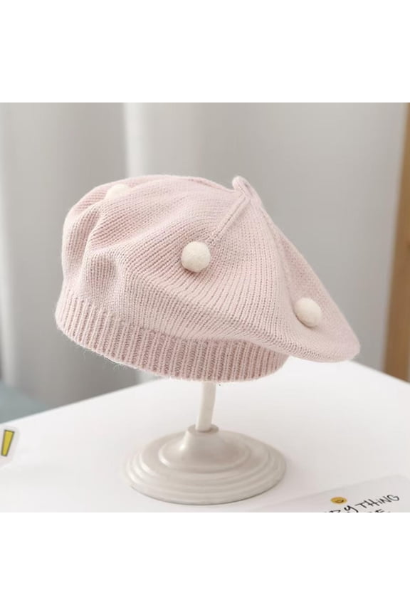 Toddler Boys Girls Cute Flower Beret Hats Fall Winter Hats Knitted Painter Hats for Girls 1-4Y