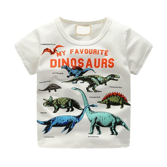 Toddler Boys Girls Dinosaurs Print Shirt Kids Short Sleeve Summer Tee Tops, Sizes 2-7T