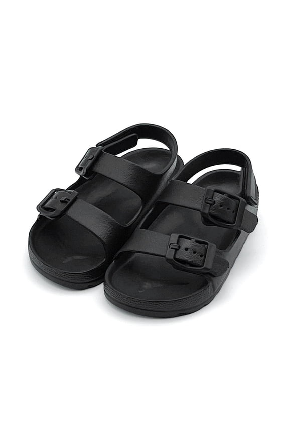 Toddler Boys Girls Double Buckle Sandals Lightweight Soft Open Toe EVA Kids Summer Sandals with Adjustable Back Strap Shower Beach Pool Little Kid Flat Slides Water Shoes
