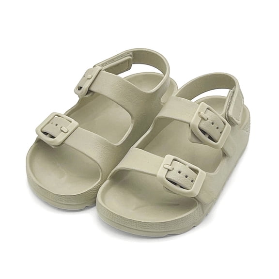 Toddler Boys Girls Double Buckle Sandals Lightweight Soft Open Toe EVA Kids Summer Sandals with Adjustable Back Strap Shower Beach Pool Little Kid Flat Slides Water Shoes