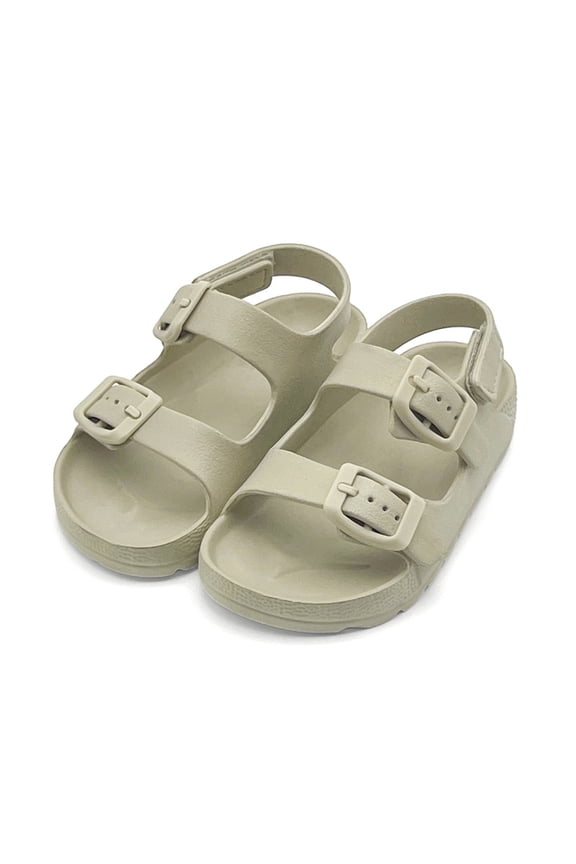 Toddler Boys Girls Double Buckle Sandals Lightweight Soft Open Toe EVA Kids Summer Sandals with Adjustable Back Strap Shower Beach Pool Little Kid Flat Slides Water Shoes