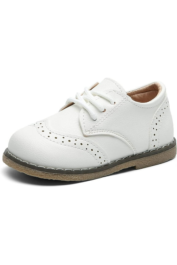 Toddler Boys Girls Dress Shoes PU Leather Lace Up Wedding School Uniform Loafer Flats Boys Dress Shoes