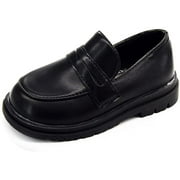 MUCHENGGIFT Toddler Boys Girls Dress Shoes PU Leather Lace Up Wedding School Uniform Loafer Flats Boys Dress Shoes