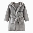 thumbnail image 1 of Toddler Boys Girls Flannel Bathrobes Kids Soft Hooded Sleepwear Cartoon Print Night-robe Kids Flannel Hooded Bathrobe 2T 3T 4T 5T 6T 7T Toddler Plush Robes With Belt,Grey,Size 6-7T, 1 of 4