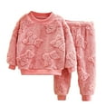 thumbnail image 1 of Toddler Boys Girls Flannel Pajamas Sets Soft Comfy Fluffy Fleece Matching Sleepwear Tops and Long Pants Loose Winter Warm Outfits, 1 of 4