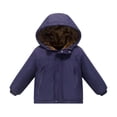 thumbnail image 1 of Toddler Boys Girls Fleece Hoodie Coat Thick Sherpa Lined Zipper Pocket Outerwear Kids Long Sleeve Windproof Warm Jackets Fall Winter Outfits 1-13Years ，Blue ，3 Years, 1 of 8