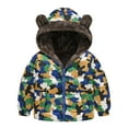 thumbnail image 1 of Toddler Boys Girls Jacket Kids Coat Winter Baby Jacket Hooded Cartoon Cute Prints Outwear Zipper Windproof Warm Thick Coat Jacket Winter Outwear Jacket,Size 4-5 Years, 1 of 4