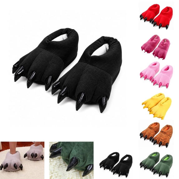 Toddler Boys Girls Fluffy Monster Claw House Slippers Slip On Easy Wear Indoor Household Footwear Non Slip Sole Halloween Holiday Shoes