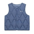 thumbnail image 1 of Toddler Boys' Girls' Gilets Kids Waistcoat Thermal Windproof Gilet Lightweight Warm Puffer Short Coats Sleeveless Padded Cropped Jacket Solid Button Down Outwear Fall Winter Blue 7-8 Years, 1 of 4