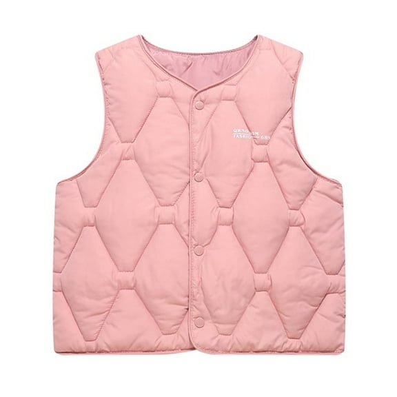 Toddler Boys' Girls' Gilets Kids Waistcoat Thermal Windproof Gilet Lightweight Warm Puffer Short Coats Sleeveless Padded Cropped Jacket Solid Button Down Outwear Fall Winter Pink 9-10 Years