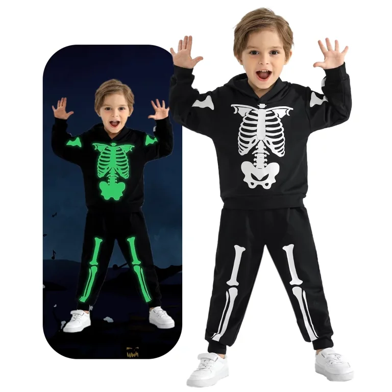 Enfants Casual Halloween Squelette Imprimé Manches Longues