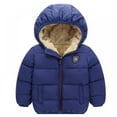 thumbnail image 1 of Toddler Boys Girls Hooded Down Jacket Winter Warm Fleece Coat Windproof Zipper Puffer Outerwear 2T-7T, 1 of 8