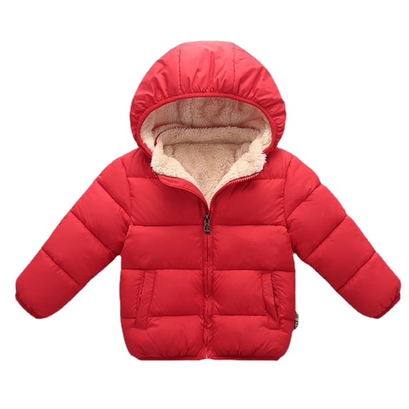 Vedolay Toddler Boys Girls Hooded Fleece Lined Winter Coat Lightweight Padded Snow Outerwear (Red,5-6 Years)