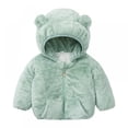 thumbnail image 1 of Toddler Boys Girls Hooded Jacket Fleece Hoodie Winter Warm Solid Color Coat Cute Bear Ear Sweater Thick Clothes 3-4 Years, 1 of 8