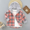 thumbnail image 1 of Toddler Boys Girls Hooded Plaid Coat Long Sleeve Botton Down with Pocket Tops Boys Warm Padded Jacket Thicken Overcoat Pink 3-4 Years, 1 of 4