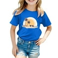 thumbnail image 1 of Toddler Boys Girls' Island Print Casual T Shirt Fashion Kids' Comfort Fit Top For Beach & Daily Wear Big Girls Dinosaur Tops Tops for Baby Girl Youth Girls Dressy Flip Sequins 18-24 Months Blue, 1 of 4