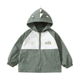 thumbnail image 1 of Toddler Boys Girls Jacket Lightweight Hooded Windbreaker Kids Water-Resistant Light Rain Jacket Print Outwear Army Green 1-2 Years, 1 of 6